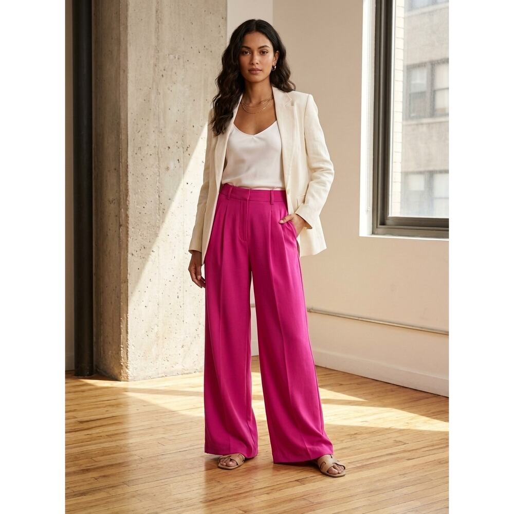 Amanda Uprichard high rise wide leg pink pants size small